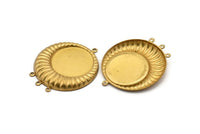 Vintage Brass Pendant, 2 Vintage Raw Brass Pendant Setting With (20mm) Cameo Base With 3 Loops L-10