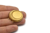 Vintage Brass Pendant, 2 Vintage Raw Brass Pendant Setting With (20mm) Cameo Base With 3 Loops L-10