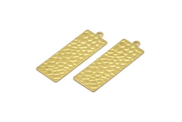 Brass Necklace Bar, 12 Hammered Raw Brass Rectangle Stamping Blanks With 1 Loop, Earrings, Pendants, Charms (35x12x0.60mm) D850