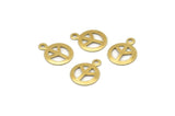 Brass Peace Charm, 50 Raw Brass Peace Sign Charms (10mm) A0233