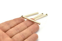 Silver Bar Pendant, 6 Antique Silver Plated Bars With 1 Hole, Necklace, Earring Findings (3x3x40mm) D0243 H1153