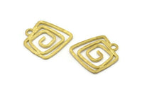 Brass Square Charm, 6 Raw Brass Hammered Square Charms With 1 Loop, Earrings, Pendants (23x22x1mm) V147
