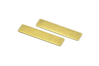 Brass Rectangle Bar, 12 Raw Brass Rectangle Stamping Blanks With 2 Holes, Connectors (43x9x0.80mm) D0320