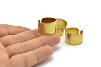 Ring Settings for Soldering - 12 Raw Brass Adjustable Smooth Ring Settings for Soldering (19mm) Mn53