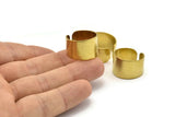 Ring Settings for Soldering - 12 Raw Brass Adjustable Smooth Ring Settings for Soldering (19mm) Mn53
