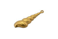 2 Vintage Brass Shell Pendant, Charms 28x8 Mm B-10