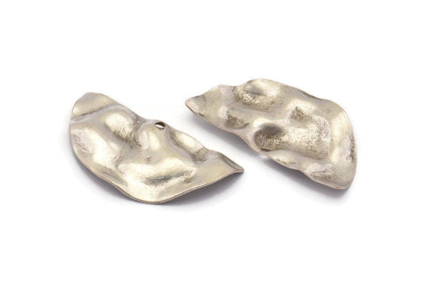 Semi Circle Charm, 10 Antique Silver Plated Brass Wavy Half Moon Charms With 1 Hole, Earrings, Findings (29x15x0.60mm) D844 H0885