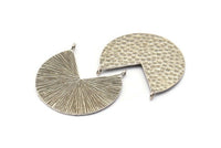 Silver Geometric Charm, Hammered Antique Silver Plated Brass Pizza Slice With 2 Loops, Pendants, Connectors (33x35x1mm) N0761 H0920