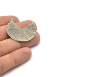 Silver Geometric Charm, Hammered Antique Silver Plated Brass Pizza Slice With 2 Loops, Pendants, Connectors (33x35x1mm) N0761 H0920