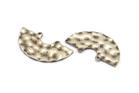 Semi Circle Charm, 4 Hammered Antique Silver Plated Semi Circle Charm Pendants With 2 Holes (35x20x0.80mm) D900 H0875