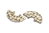 Semi Circle Charm, 4 Hammered Antique Silver Plated Semi Circle Charm Pendants With 2 Holes (35x20x0.80mm) D900 H0875