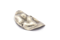 Semi Circle Charm, 8 Antique Silver Plated Brass Wavy Half Moon Charms With 2 Holes, Earrings, Findings (29x15x0.60mm) D0725 H0869