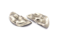 Semi Circle Charm, 8 Antique Silver Plated Brass Wavy Half Moon Charms With 2 Holes, Earrings, Findings (29x15x0.60mm) D0725 H0869