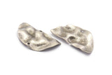 Semi Circle Charm, 8 Antique Silver Plated Brass Wavy Half Moon Charms With 2 Holes, Earrings, Findings (29x15x0.60mm) D0725 H0869