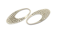 Silver Oval Charm, 6 Antique Silver Plated Brass Oval Pendants, Earrings, Findings (49x24x0.80mm) D1181 H1053