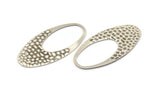 Silver Oval Charm, 6 Antique Silver Plated Brass Oval Pendants, Earrings, Findings (49x24x0.80mm) D1181 H1053