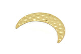 Gold Moon Charm, 2 Hammered Gold Plated Brass Horn Charms With 2 Holes, Findings, Connectors (42x10x0.80mm) D1088 Q0939