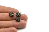 Black Leopard Pendant, 1 Gunmetal Leopard Head Beads, CZ Micro Pave Bead 11mm  L02   B-3