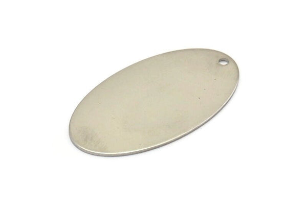 Steel Oval Charm, 10 Stainless  Steel Oval Charms With 1 Hole, Stamping Blanks (35x19x0.60mm) M02462
