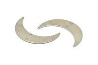 Steel Moon Charm, 12 Stainless Steel Moon Charms With 2 Holes, Crescent Moon (35x9x0.60mm) M02460