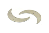 Steel Moon Charm, 12 Stainless Steel Moon Charms With 2 Holes, Crescent Moon (35x9x0.60mm) M02460