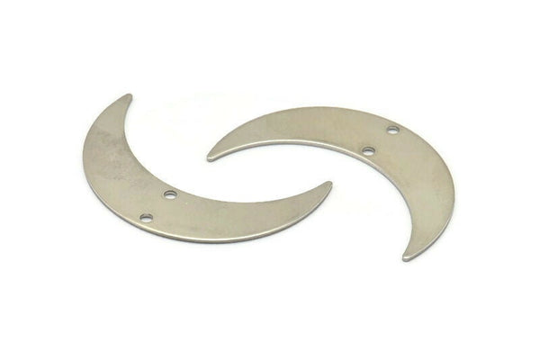 Steel Moon Charm, 12 Stainless Steel Moon Charms With 2 Holes, Crescent Moon (35x9x0.60mm) M02460