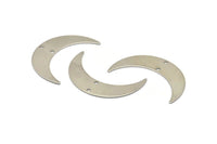 Steel Moon Charm, 12 Stainless Steel Moon Charms With 2 Holes, Crescent Moon (35x9x0.60mm) M02460