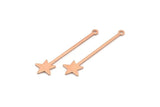 Copper Star Charm, 24 Raw Copper Star Charms With 1 Loop (40x9x0.80mm) M02455