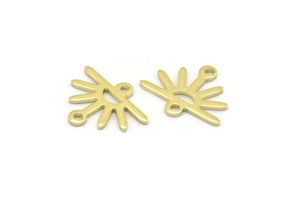 Brass Sun Charm, 24 Raw Brass Sun Charms With 2 Loops (12x15x0.80mm) M02405