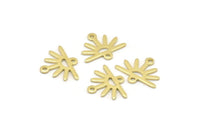 Brass Sun Charm, 24 Raw Brass Sun Charms With 2 Loops (12x15x0.80mm) M02405