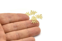 Brass Sun Charm, 24 Raw Brass Sun Charms With 2 Loops (12x15x0.80mm) M02405
