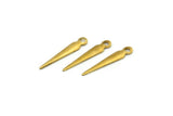 Brass Spike Charm, 50 Raw Brass Spike Charms (17x3mm) A0266