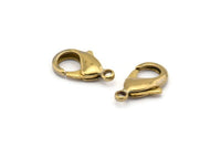Brass Parrot Clasp, 10 Raw Brass Lobster Claw Clasps (23x13mm) Bs-1182--n0589