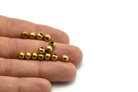 50 Raw Brass Ball Beads, Findings (6mm) A0745
