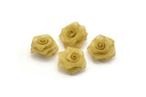 Brass Rose Charm, 5 Raw Brass Wire Mesh Folded Rose Sculpture 18mm D0020-- C044