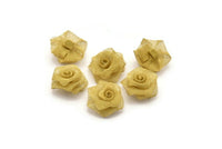 Brass Rose Charm, 5 Raw Brass Wire Mesh Folded Rose Sculpture 18mm D0020-- C044