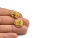 Brass Rose Charm, 5 Raw Brass Wire Mesh Folded Rose Sculpture 18mm D0020-- C044