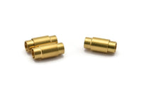 Brass Magnetic Clasp, 5 Raw Brass Magnetic Clasp For 6 Mm Leather Cord (19x8mm)   D0375