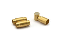 Brass Magnetic Clasp, 5 Raw Brass Magnetic Clasp For 6 Mm Leather Cord (19x8mm)   D0375
