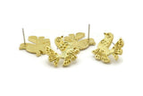 Brass Bird Earring, 2 Raw Brass Bird Stud Earrings (19x18x2mm) N1671
