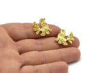 Brass Bird Earring, 2 Raw Brass Bird Stud Earrings (19x18x2mm) N1671