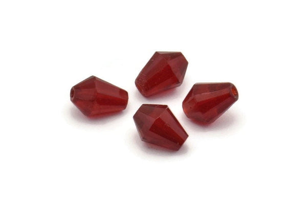 20 Vintage Faceted Cubic Diamond Garnet Red Beads  ( 9x6 mm ) CF02