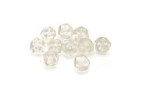 Vintage Faceted Beads, 10 Vintage Glass Faceted Clear Beads  (9mm) Cv19 CF26