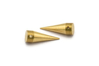 Brass Spike Pendant, 5 Raw Brass Spike Tribal Pendants (20x7mm) A0763