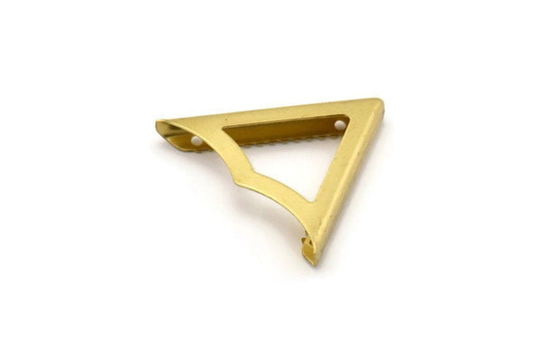 Sewing Collar Clip, 12 Raw Brass Sewing Collar Clips, Collar Pins With 4 Holes (27x34mm)  D0296