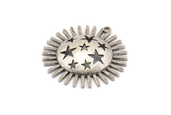 Gümüş Yıldız Tılsımı, Antik Gümüş Kaplama Pirinç Yıldız Tılsımları 1 Döngülü (34x33mm) N1576 H1360