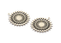Gümüş Charm, Antik Gümüş Kaplama Pirinç, Gümüş Kolye, Charm Kolye, 1 Döngülü Gümüş Yuvarlak Charm (33x30x1,5 mm) N1592