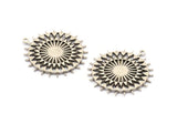 Gümüş Charm, Antik Gümüş Kaplama Pirinç, Gümüş Kolye, Charm Kolye, 1 Döngülü Gümüş Yuvarlak Charm (33x30x1,5 mm) N1592