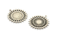 Gümüş Charm, Antik Gümüş Kaplama Pirinç, Gümüş Kolye, Charm Kolye, 1 Döngülü Gümüş Yuvarlak Charm (33x30x1,5 mm) N1592