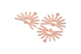 Copper Sun Charm, 8 Raw Copper Sun Charms With 2 Loops, Findings (20x25x0.80mm) M02302